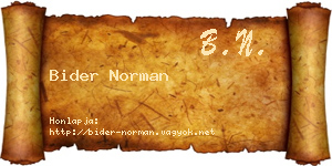 Bider Norman névjegykártya